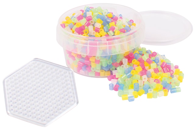 Rörpärlor Transparent 1000 st, Burk Med Platta Playbox