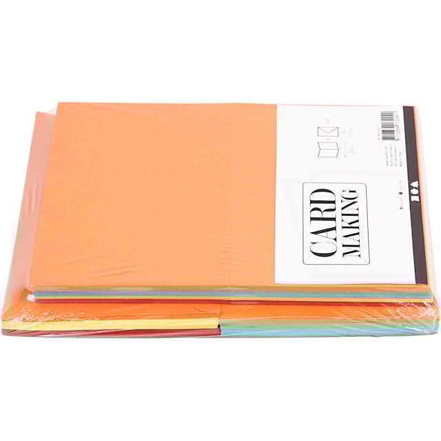 Produktbilde 3 for Kort og konvolutter, kort str. 10,5x15 cm, konvolutt str. 11,5x16,5 cm, 110+220 g, ass. farger, 50 sett/ 1 pk.