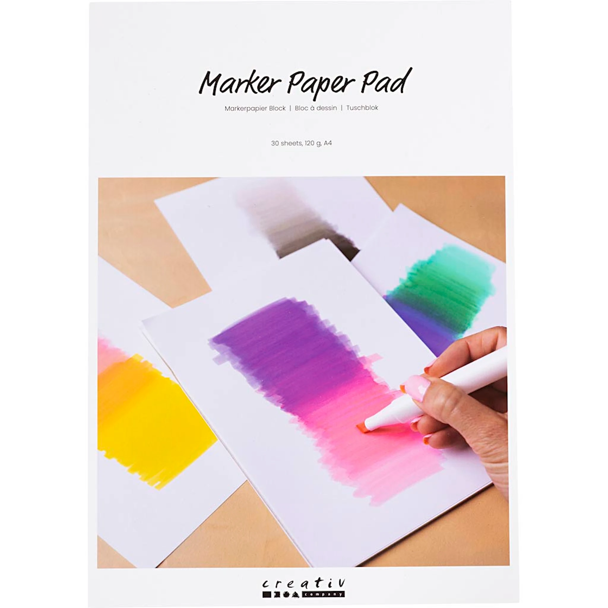 Tuotekuva ille Tussipaperilehtiö, A4, arkki 210x297 mm, 120 g, valkoinen, 30 ark/ 1 pkt