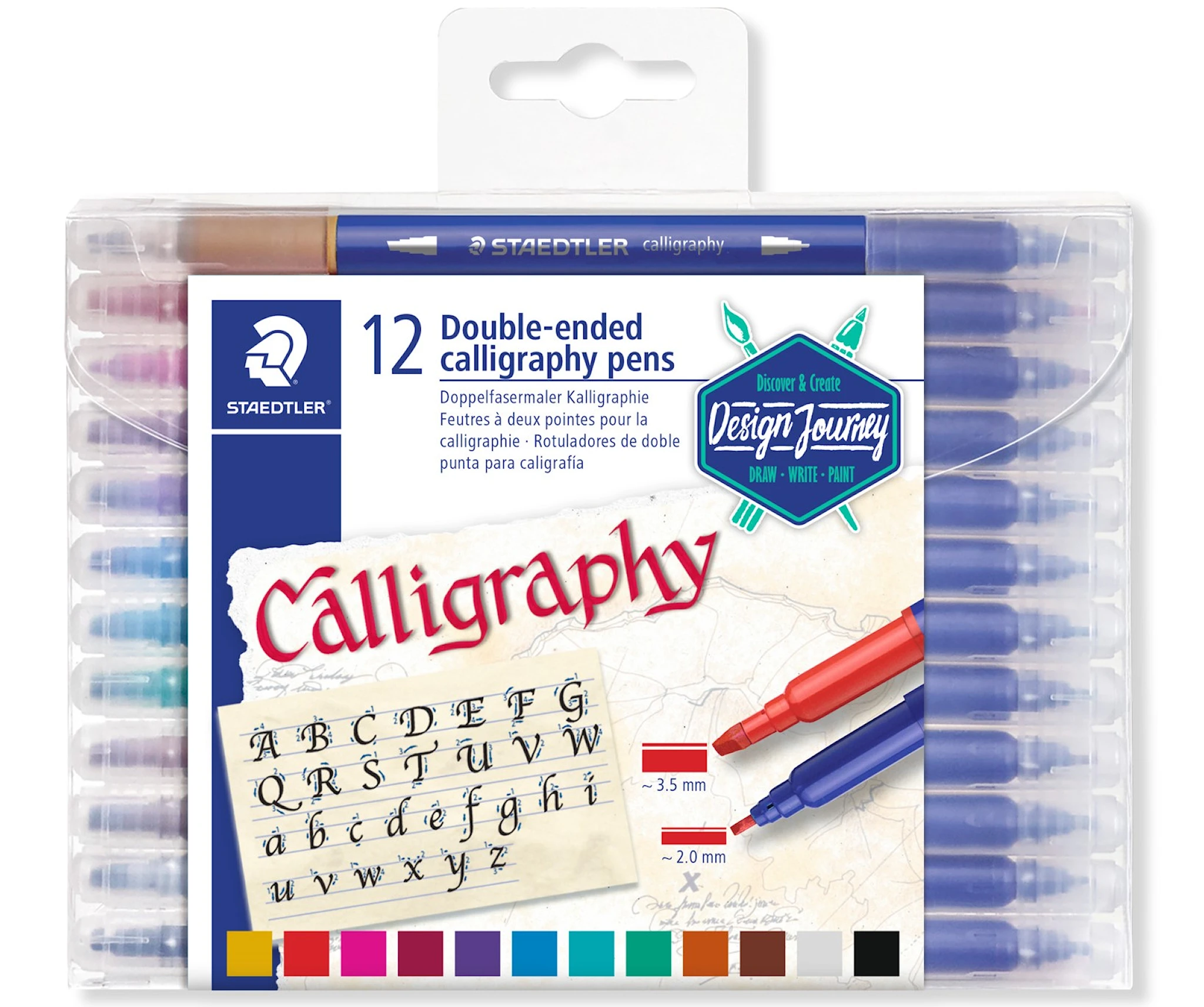 Tuotekuva ille Design Journey -kaksipuoliset kalligrafiakynät 12 kpl/pakkaus, Staedtler