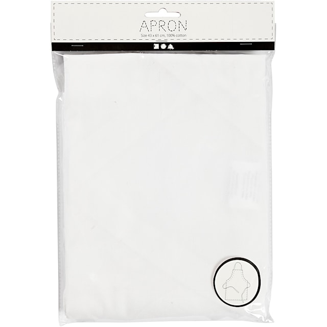 Tuotekuva 3 - Esiliina, Pit. 61 cm, Lev: 43 cm, koko 4-6 v., 210 g, valkoinen, 1 kpl