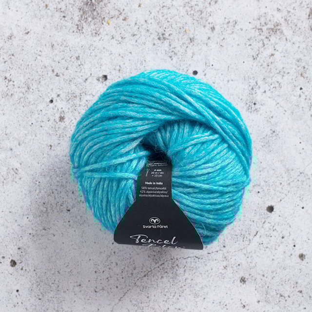 Tencel Blow Alpacka mix garn 50g Aqua Blue 067 Svarta Fåret