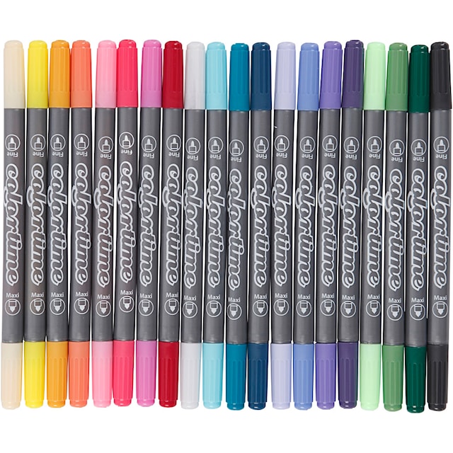 Tuotekuva 1 - Colortime Tussit, paksuus 2,3+3,6 mm, lisävärit, 20 kpl/ 1 pkt