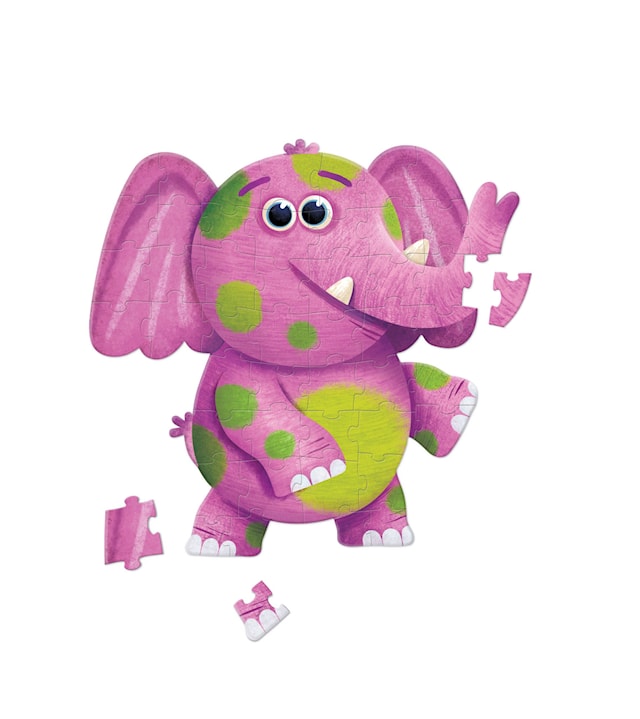 Produktbild 2 för Rosa Elefant Jumbopussel Barnpussel 48 Bitar Crocodile Creek