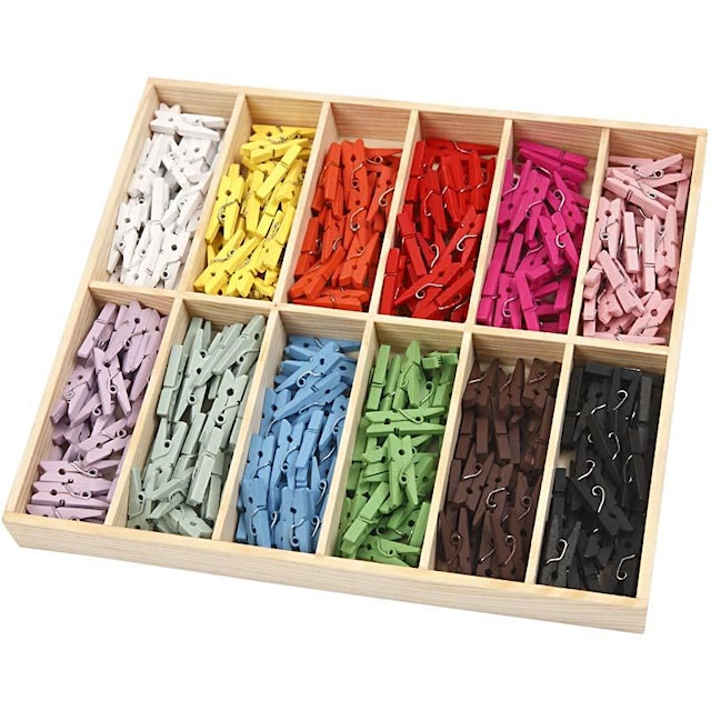 Tuotekuva 1 - Minipyykkipojat, Pit. 25 mm, Lev: 3 mm, värilajitelma, 12x24 kpl/ 1 pkt