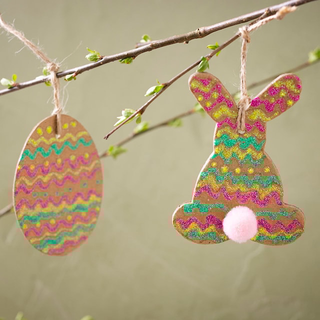 Produktbilde 3 for Påskeoppheng, hare, kylling,egg, H: 10 cm, 6 stk./ 1 pk.