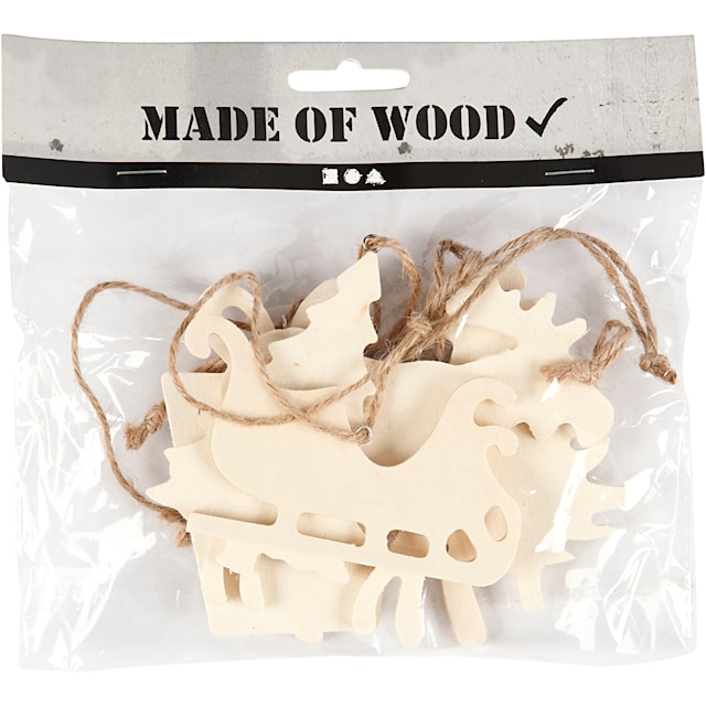Produktbild 2 för Julhängen av Trä 7-9 cm Plywood Mix 6 st