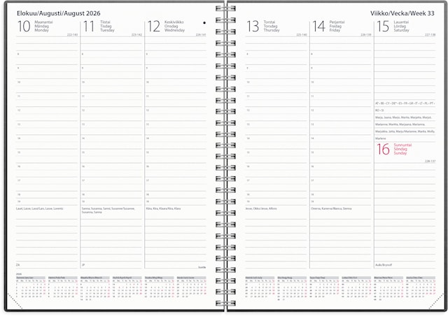 Tuotekuva 2 - Kalenteri 2026 Weekly Eco A5 Musta Burde