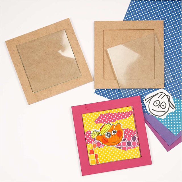 Produktbilde 6 for Gryteunderlag med glassplate, utv. mål 15x15x0,5 cm, innv. mål 11x11x0,55 cm, 6 stk.