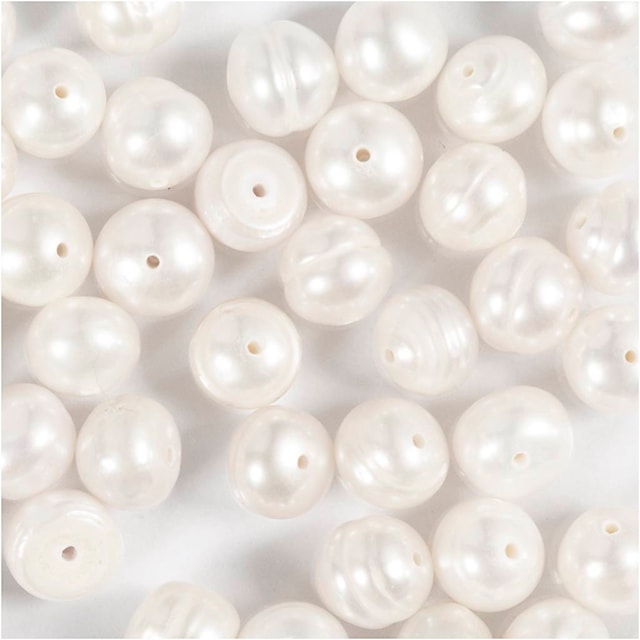 Produktbilde 3 for Ferskvannsperler, Perforert på langs, dia. 4 mm, hullstr. 1 mm, perlemor, 40 stk./ 1 pk.