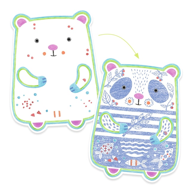 Produktbilde 4 for Fargeleggingssett Dyrevenner med grepvennlig blyant 12-pakning Djeco