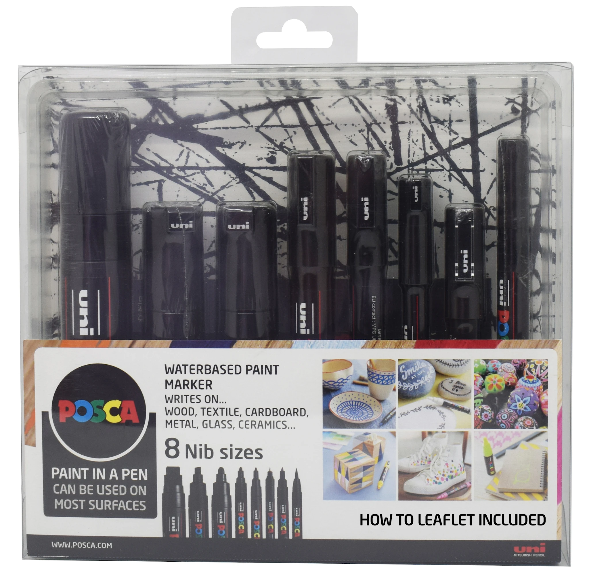 Produktbilde for Posca Marker Set "White edition" 8-p Forskjellige Spissstørrelser I Svart