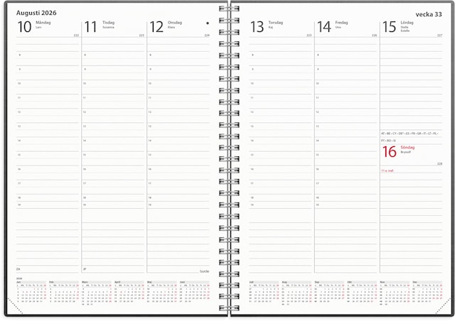 Produktbild 2 för Kalender 2026 A5 Weekly A5 Eco Line Svart Burde