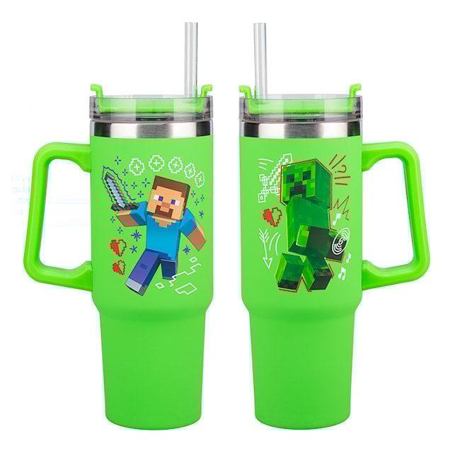 Produktbild 3 för Minecraft Grön 900 ml Isolerad Mugg med Sugrör, Paladone