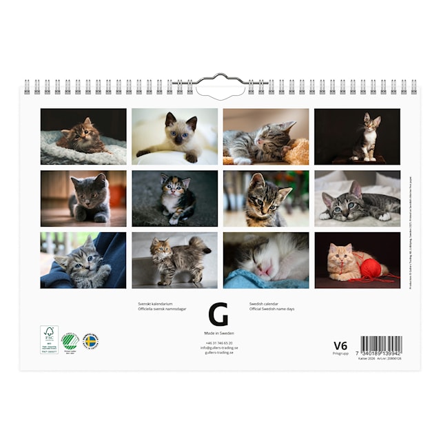 Produktbild 3 för Väggkalender Katter Small 2026