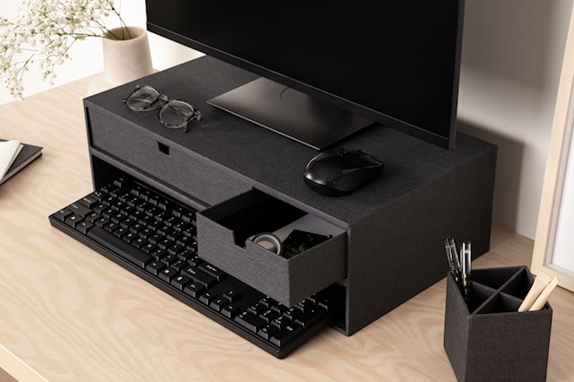 Produktbild 2 för Laptopställ Ted med förvaring Black 48,5x26x15cm Bigso Box of Sweden