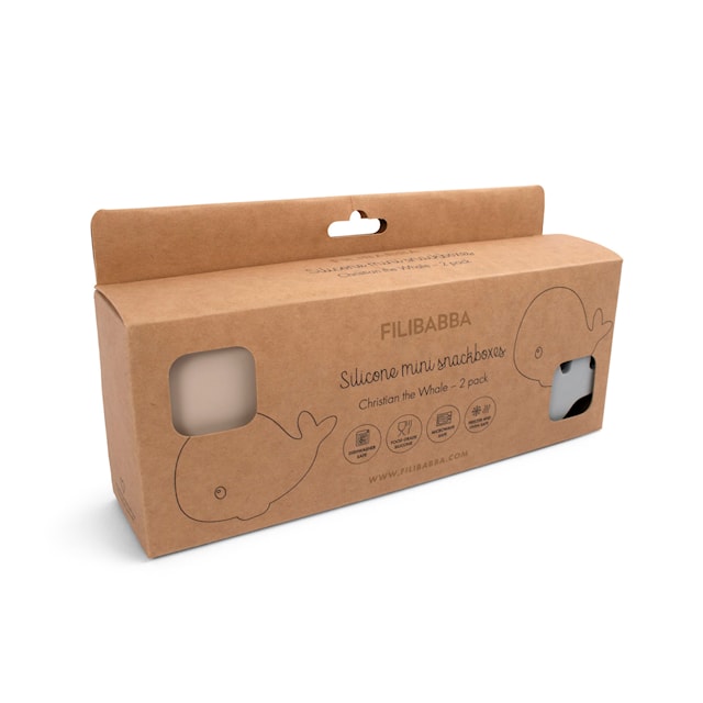 Tuotekuva 4 - Setti, jossa 2 pientä välipalaboxia - Christian the Whale - Helmensininen Filibabba