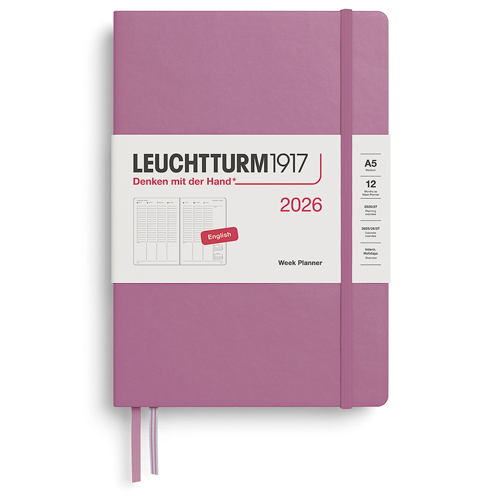 Tuotekuva ille Week Planner 2026 A5 Dusty Rose Leuchtturm1917
