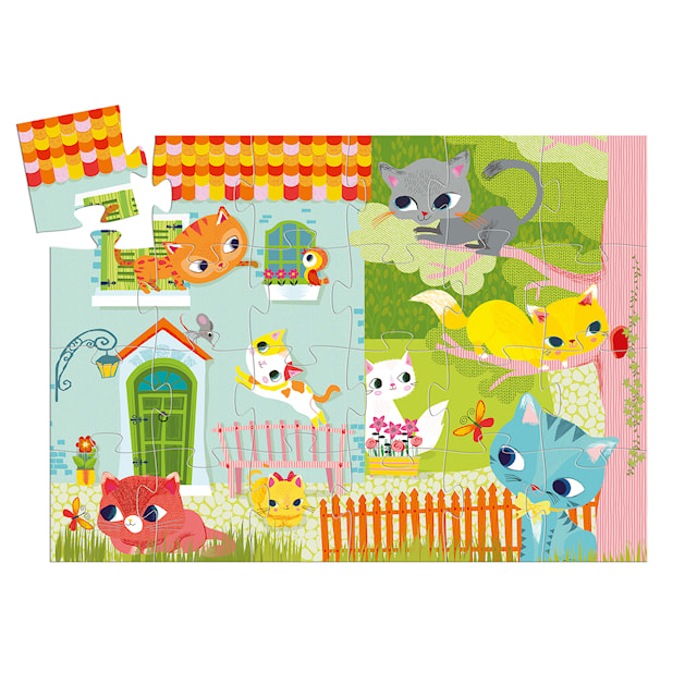 Tuotekuva 5 - Palapeli Kissa-pakkauksessa 24 Palaa Söpöt Leikkivät Kissat Djeco