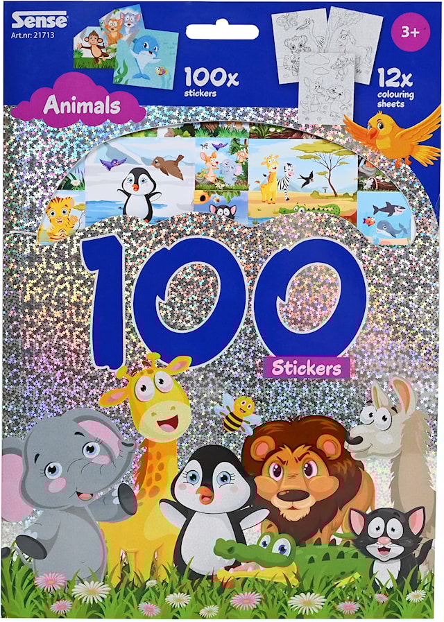 Produktbilde 1 for Søte Dyr Klistremerker Holografiske 100-pakning Sense