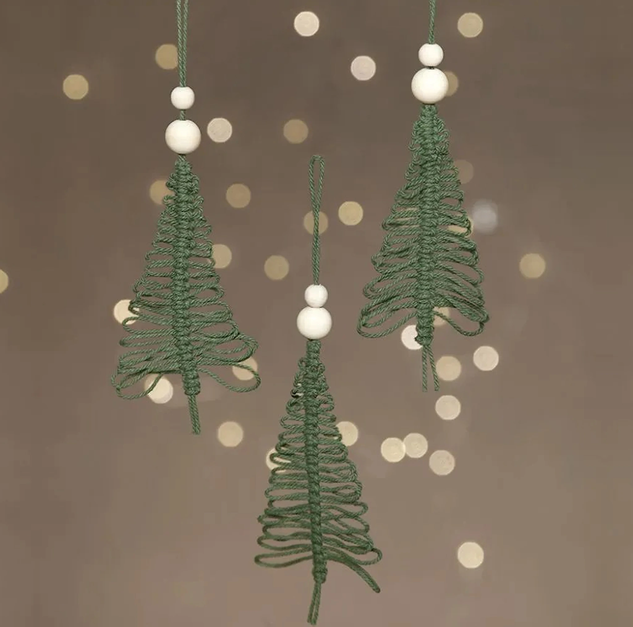 Produktbilde for Mini DIY Kit, macramaé juletre, H: 11 cm, 1 pk.