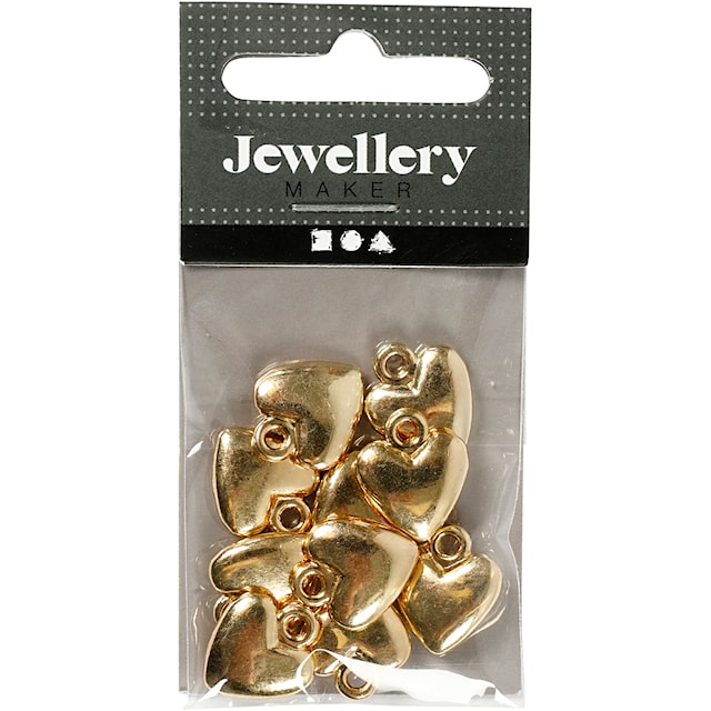 Produktbilde 2 for Hjerteanheng, str. 13x15 mm, forgylt, 10 stk./ 1 pk.