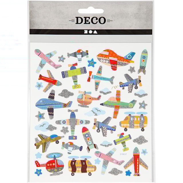 Produktbild 2 för Klistermärken, flygplan och helikopter, ark 15x16,5 cm, ca. 42 st., 1 ark