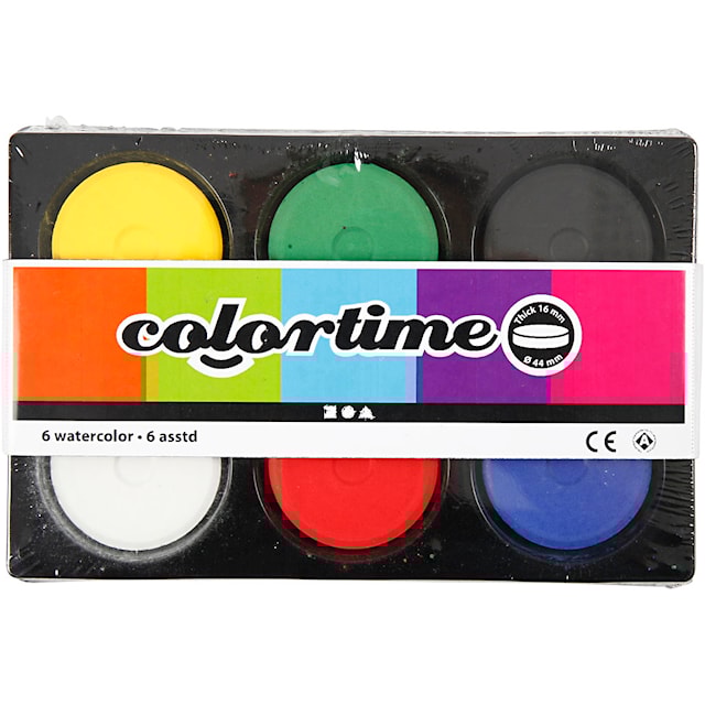 Produktbilde 4 for Vannfarger, H: 16 mm, dia. 44 mm, primær farger, 1 pk.