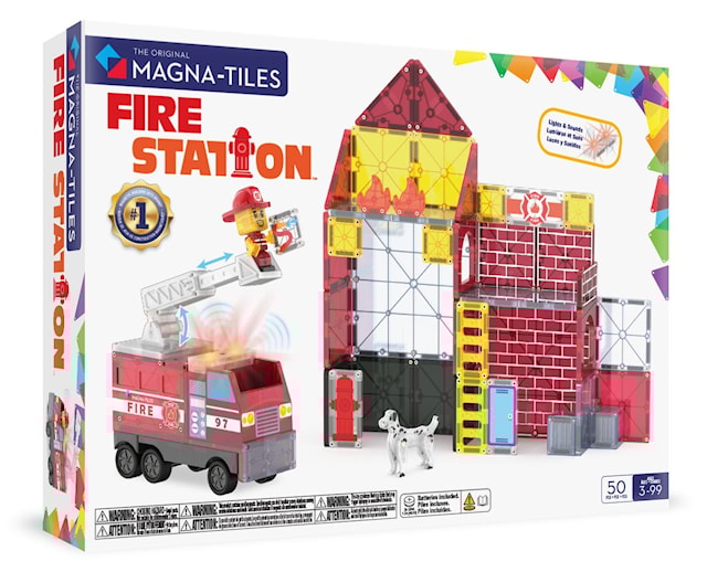 Produktbilde 1 for Magna-Tiles brannstasjon magnetiske byggeklosser 50 deler