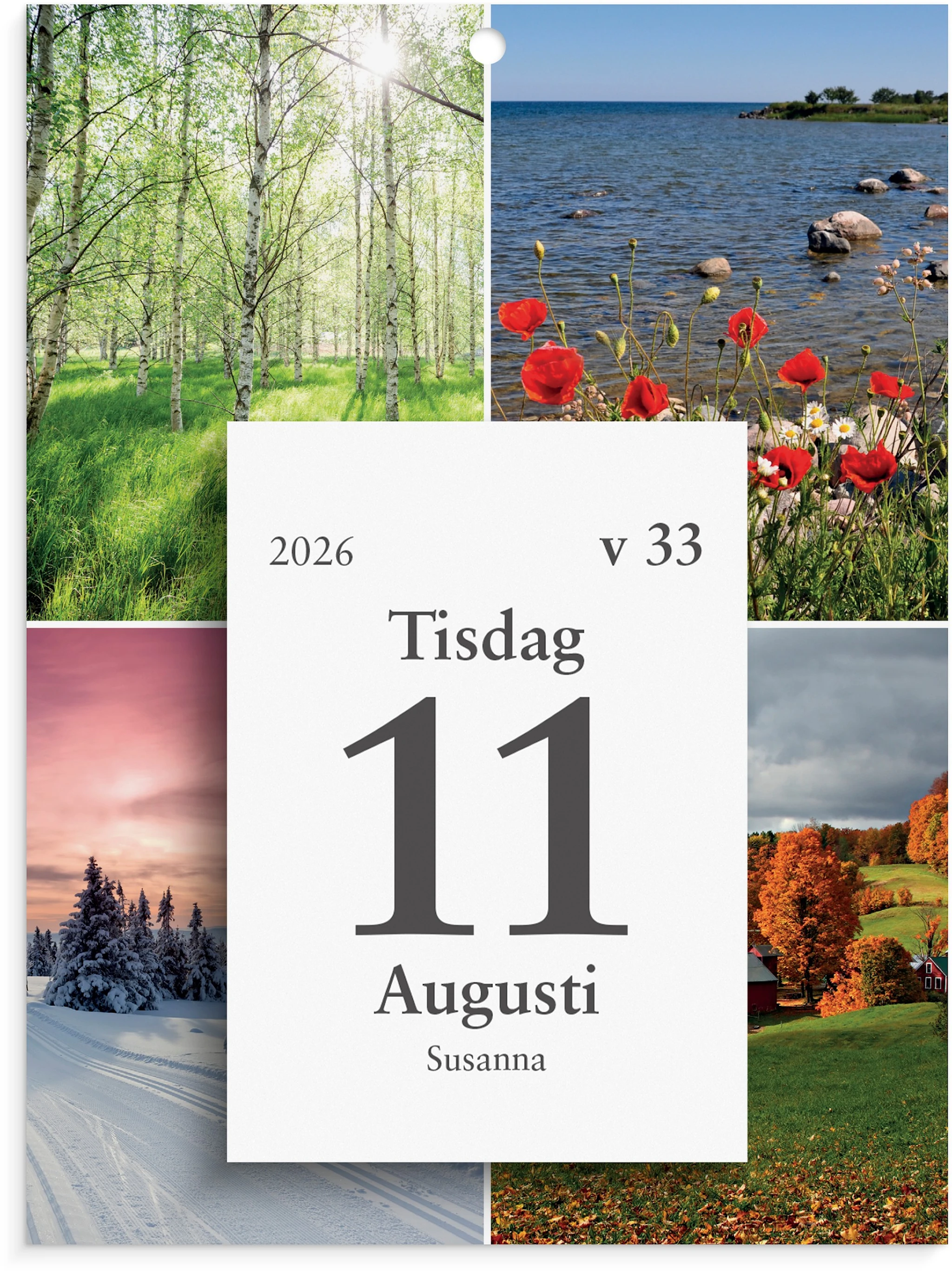 Tuotekuva ille Kalender 2026 Väggplån med dagblock Årstiderna 130x175 mm Burde