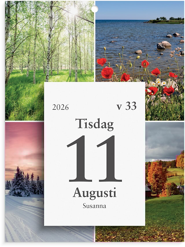 Kalender 2026 Väggplån med dagblock Årstiderna 130x175 mm Burde