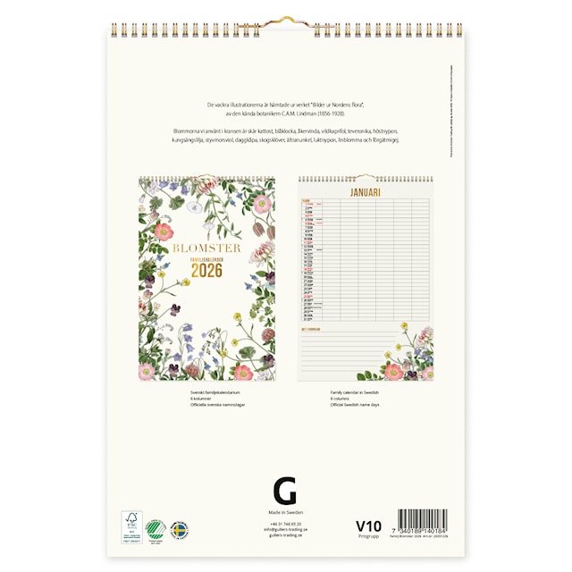 Produktbild 2 för Familjekalender Blomster 2026