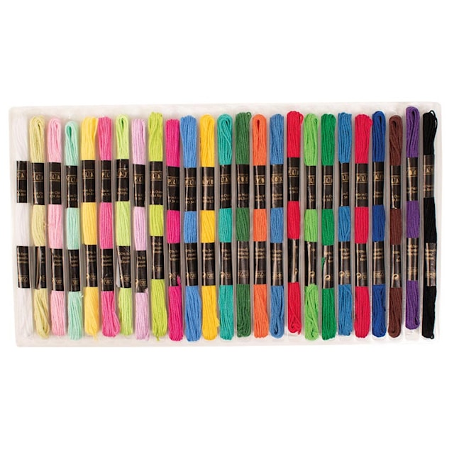 Broderigarn olika färger 100% bomull 8 m 25-pack Playbox