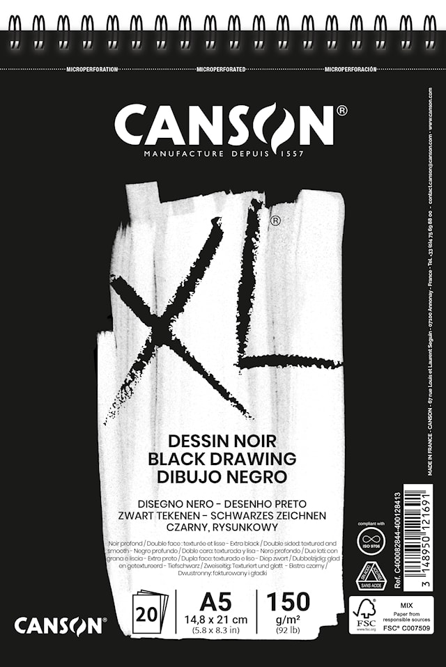 Tegneblokk XL Dessin Noir 20 ark 150 g A5
