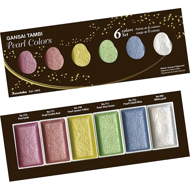 ZIG Gansai Tambi Akvarellivärit 6 väriä, Pearl Colors