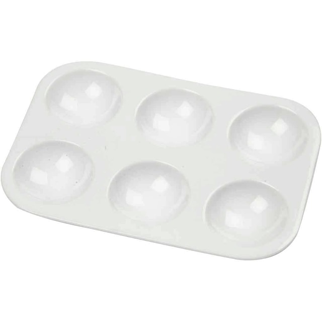 Produktbilde 1 for Palett, Rektangulær palett med 6 rom, str. 13x8,5 cm, hvit, 1 stk.