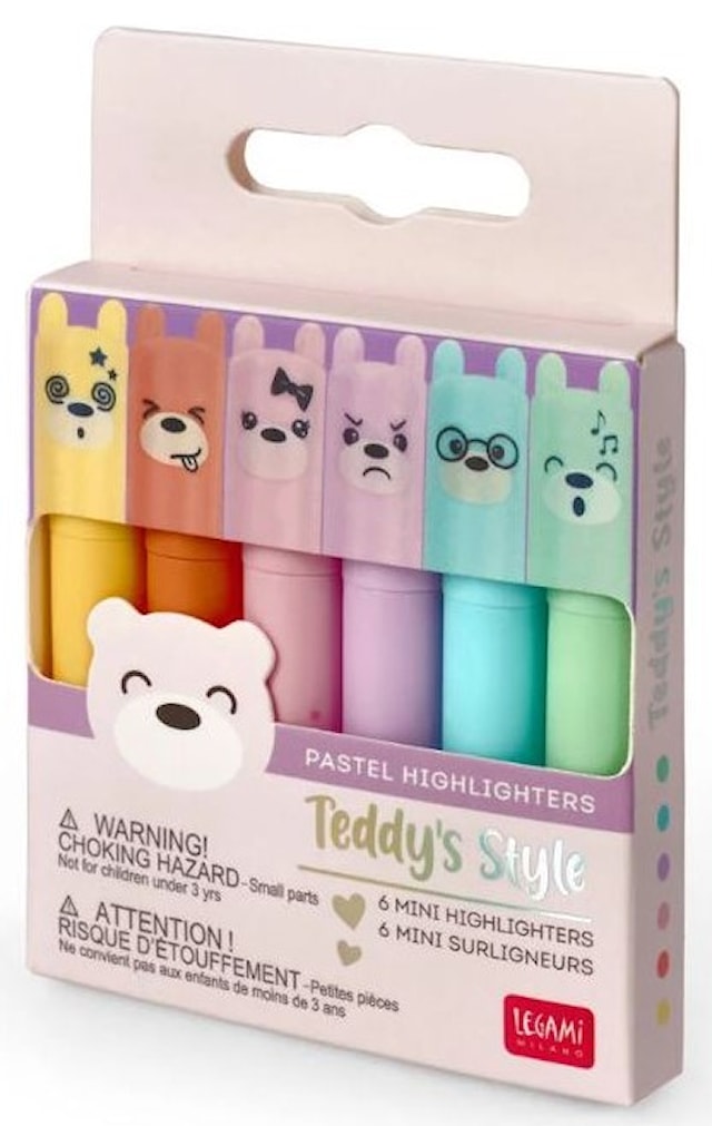 Produktbilde 1 for Highlighters Pastellfarger Mini Teddy's Mood 6-pack Legami