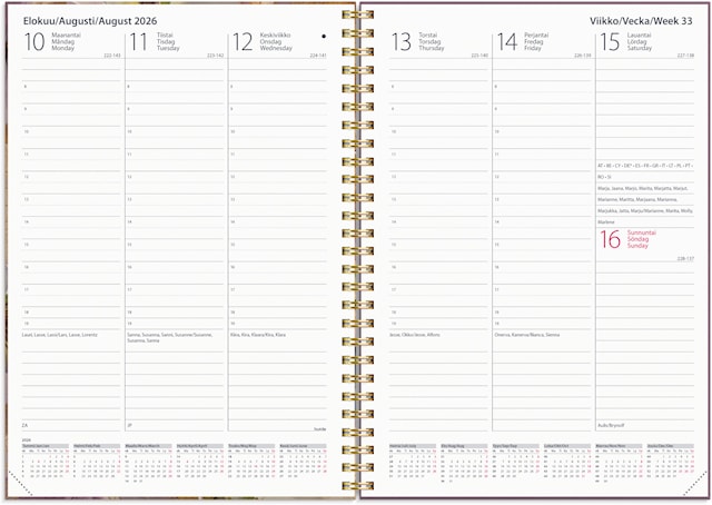 Tuotekuva 2 - Kalenteri 2026 Weekly Story orvokki  A5 Burde