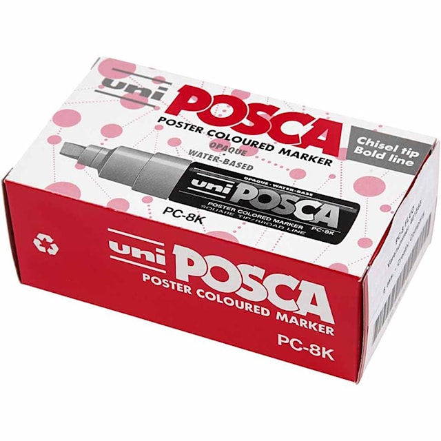 Produktbilde 2 for Posca Tusj, nr. PC-8K, strek 8 mm, bred, semi opaque, ass. farger, 6 stk./ 1 pk.