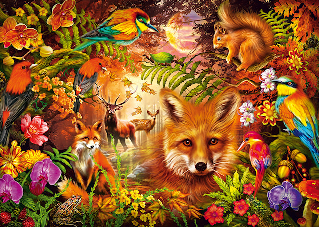 Produktbilde 2 for Puslespill Flowers fur and feathers 1000 brikker Schmidt