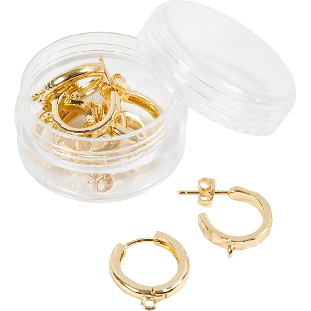 Tuotekuva 6 - Rengaskorvakorut silmukalla, halk. 15 mm, paksuus 3 mm, kullanvärinen, 2x2 pari/ 1 pkt