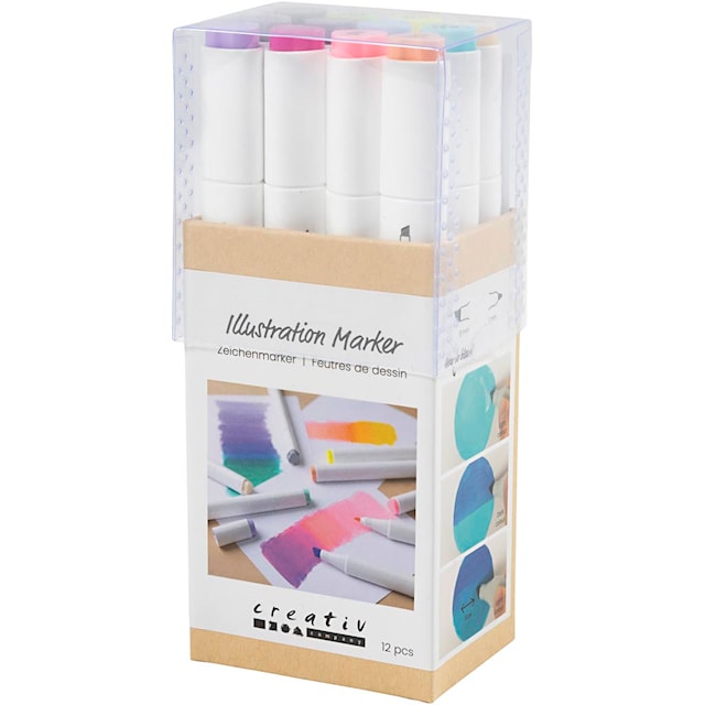 Produktbild 9 för Markers Illustration Pastell Dubbelspets 12-pack Creativ Company