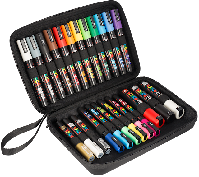 Posca Giftcase 24 st Pennor I Olika Färger Och Linjebredd
