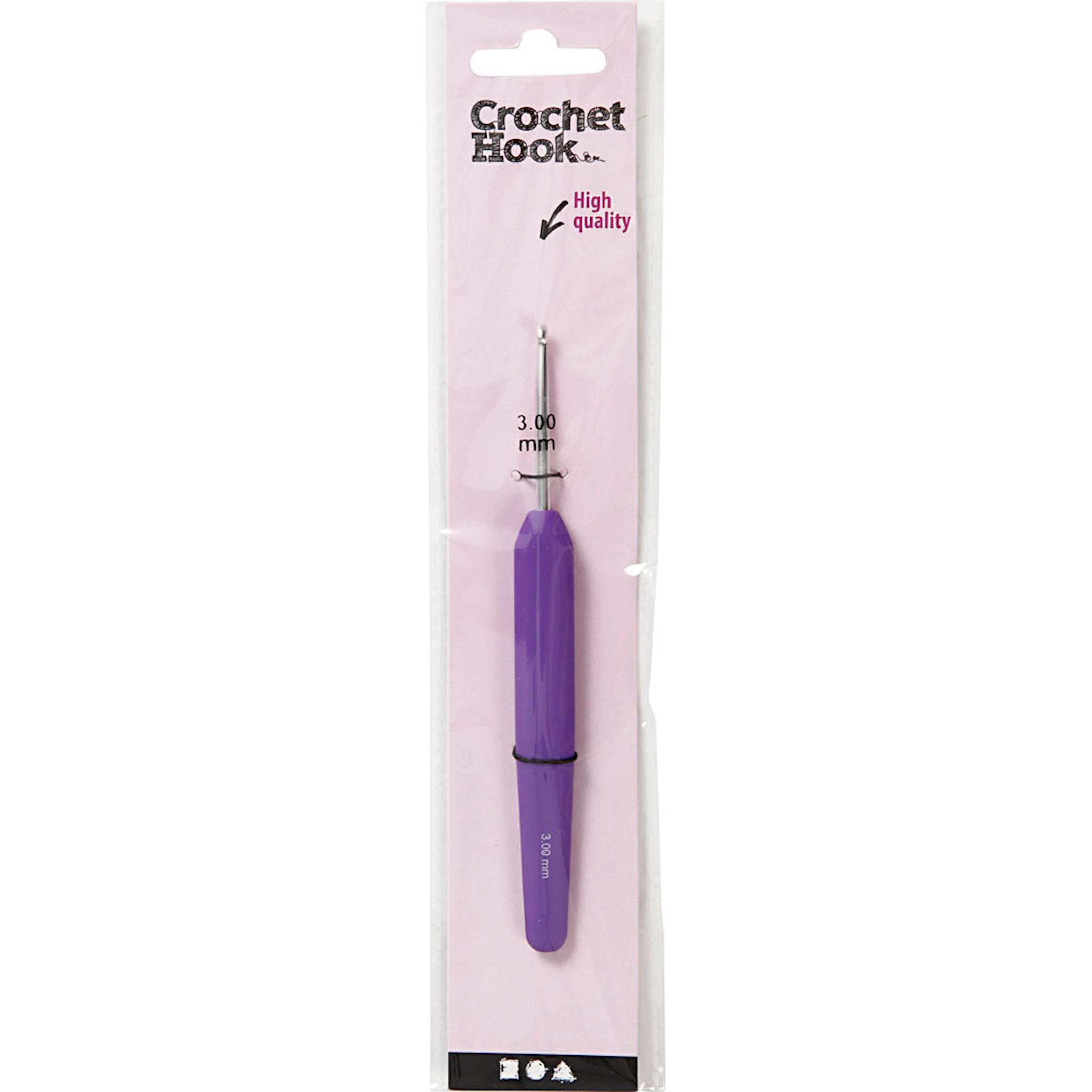 Produktbilde for Heklenål, nr. 3, L: 13,3 cm, str. 3 mm, lilla, 1 stk.