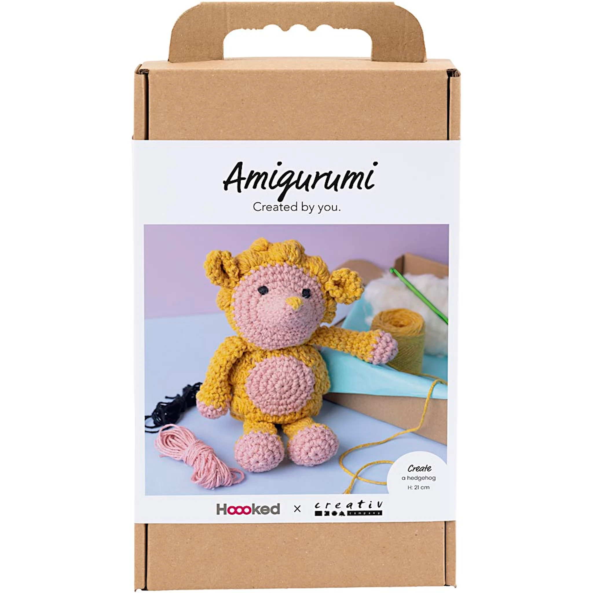 Produktbilde for DIY Kit Amigurumi, Pinnsvin, lys rosa, varm gul, 1 pk.