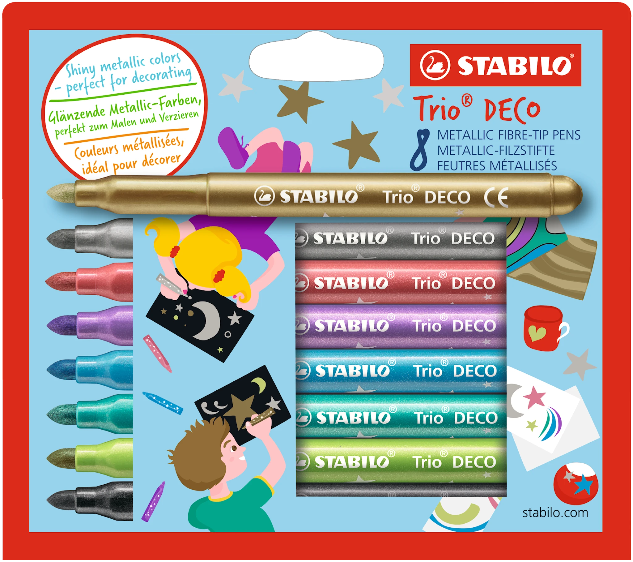 Produktbilde for Trio Deco 8/fp Metallisk Fargeleggingspenner 14 mm Stabilo