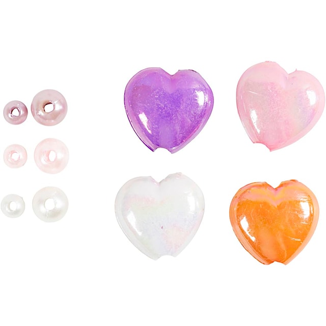 Tuotekuva 4 - Vahahelmet , aukon koko 1,3-2,5 mm, ca. 5500 kpl, pastellinoranssi, pehmeä rose, vaaleanvioletti, helmiäinen, 425 g, 700 ml/ 1 tb