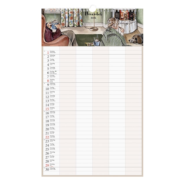 Produktbild 2 för Familjekalender Vägg 2026 Design Kajsa Hagelin Paperstyle