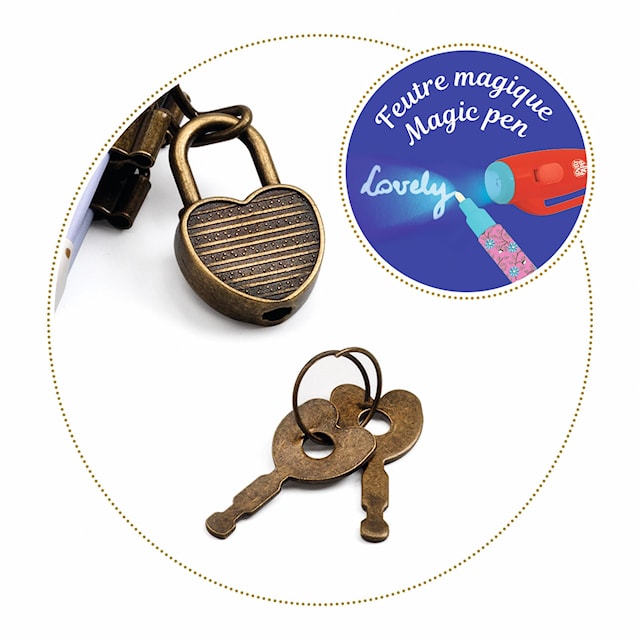 Tuotekuva 3 - Salainen pieni päiväkirja Fiona riippulukolla ja kynällä, jossa on näkymätön muste, Djeco