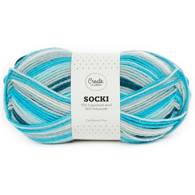 Produktbild 1 för Socki Garn Ullmix 100 g Caribbean Blue B022 Adlibris